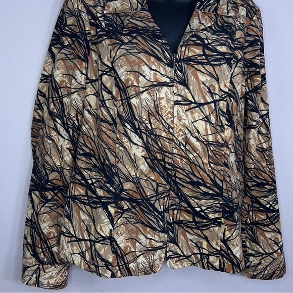 SMALL VINTAGE CHRISTOPHER AND BANKS CAMO BLAZER ZIP CLOSURE BEIGE WOMENS BROWN - Picture 2 of 10